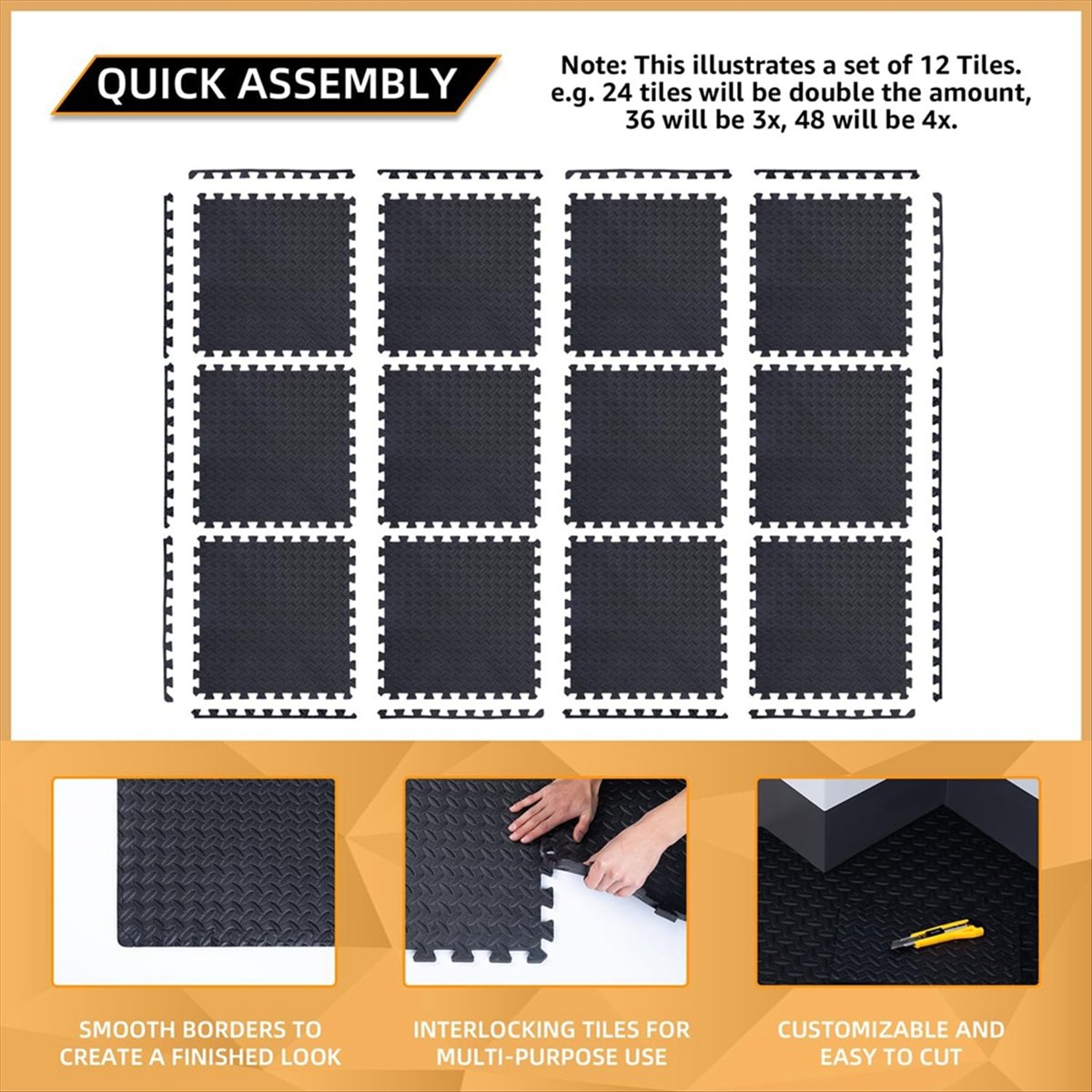 Home Gym Yoga - Nouveauté : Lot de 12 tapis