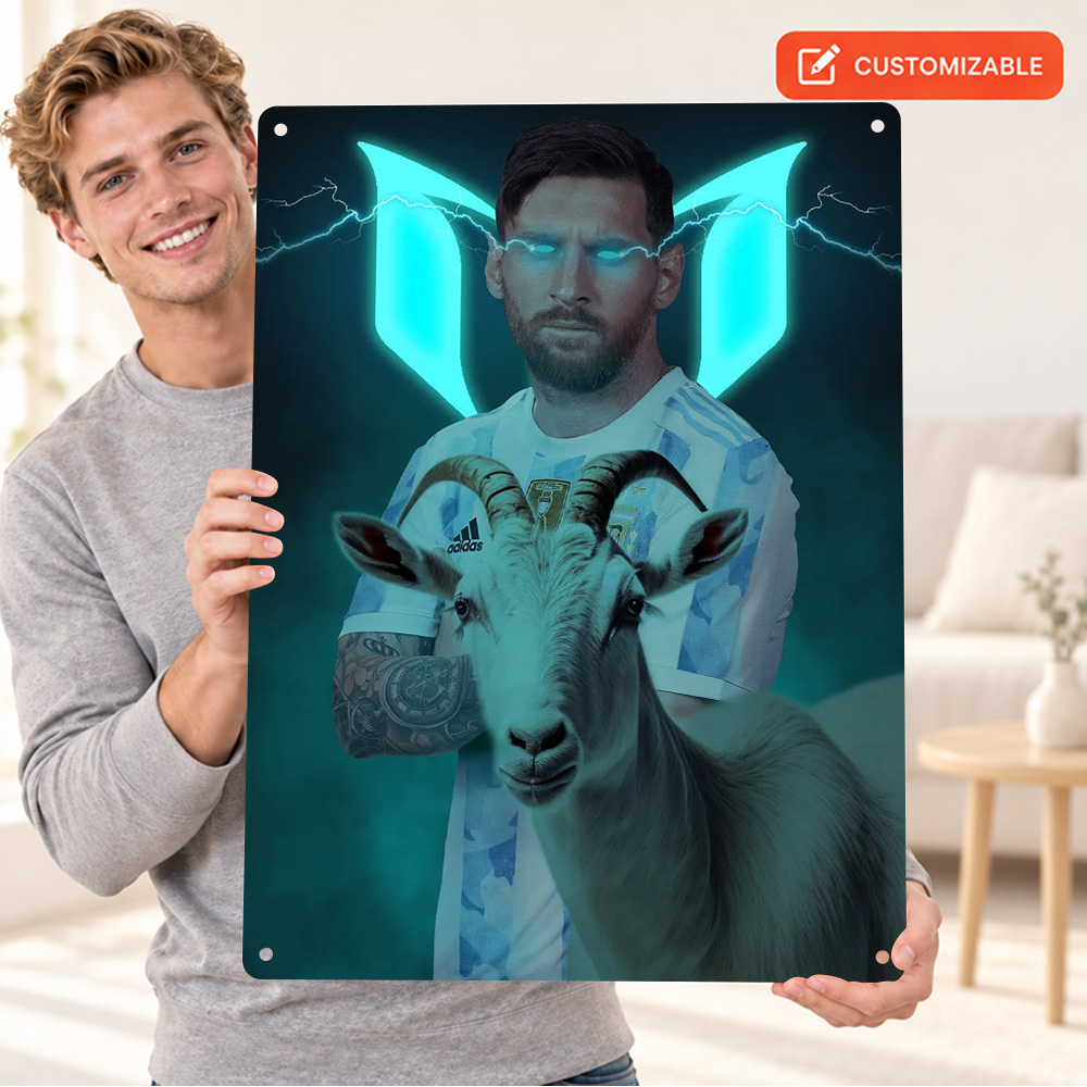 Home Gym Neon Sign - Affiche imprimée Lionel Messi avec l'ombre