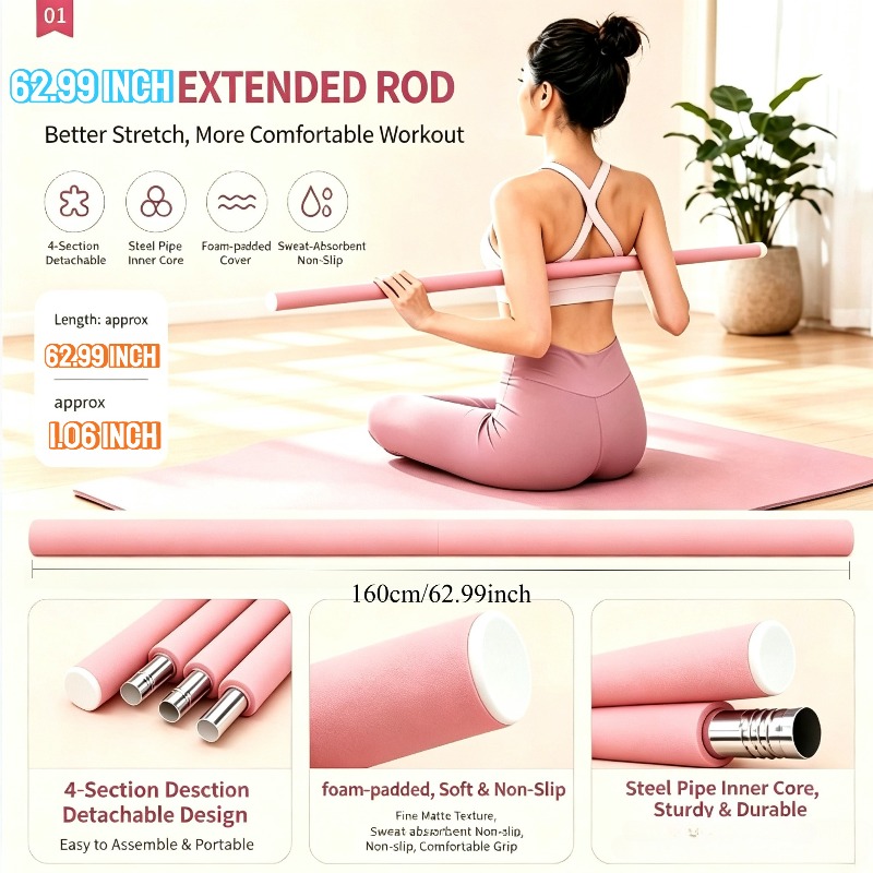 Home Gym Yoga - Bâton d'étirement détachable pour le corps,